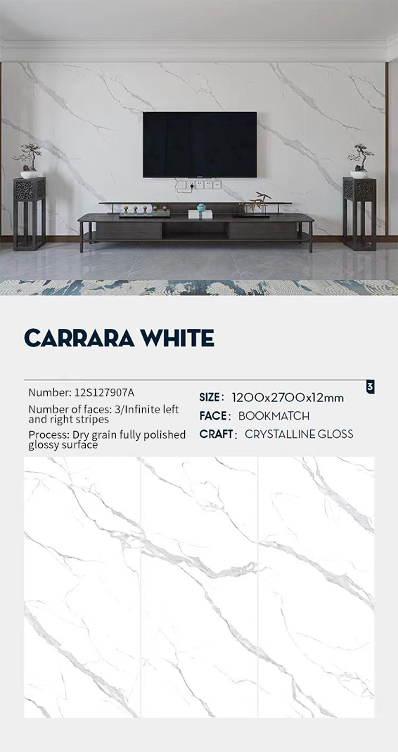 Carrara White MT1312SP Sintered Stone Slabs Polished