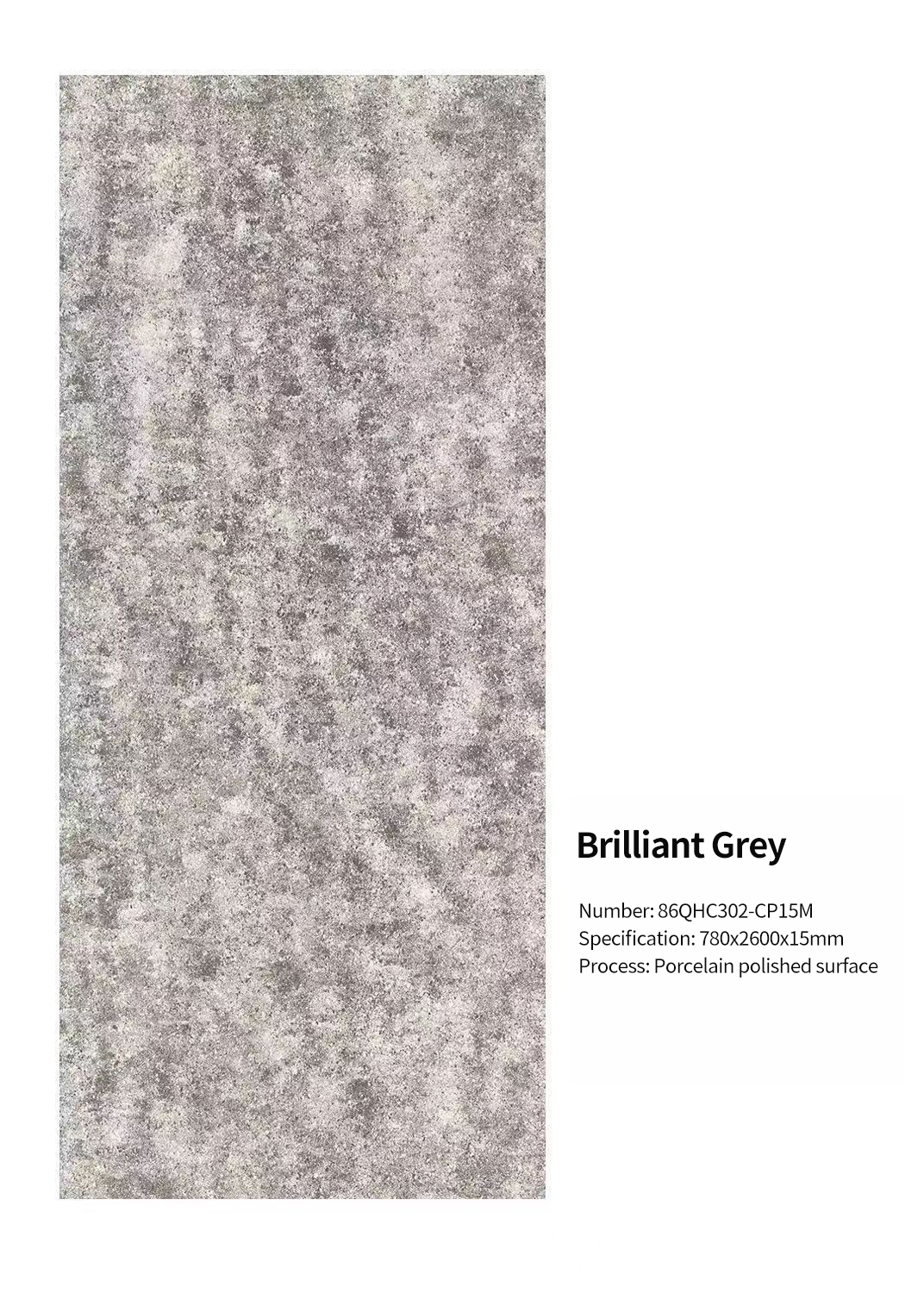 Brilliant Grey MT3503SP Sintered Stone Slabs Polished