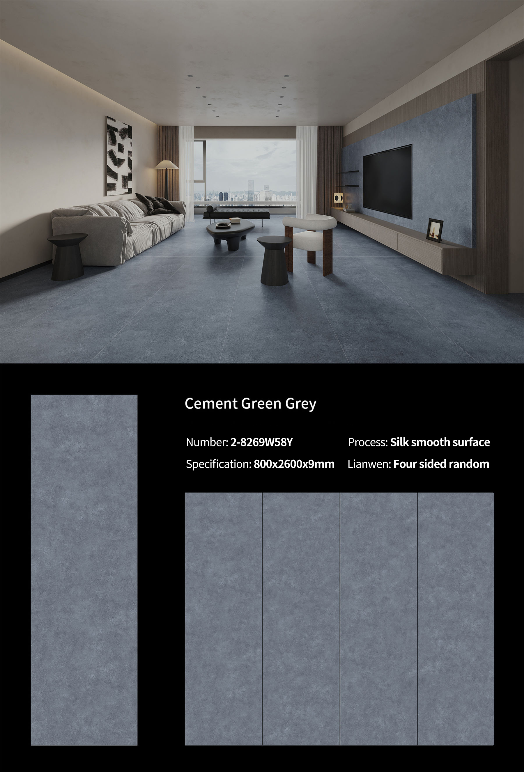 Cement Green Grey MT3118SM Sintered Stone Countertops Matt (2)