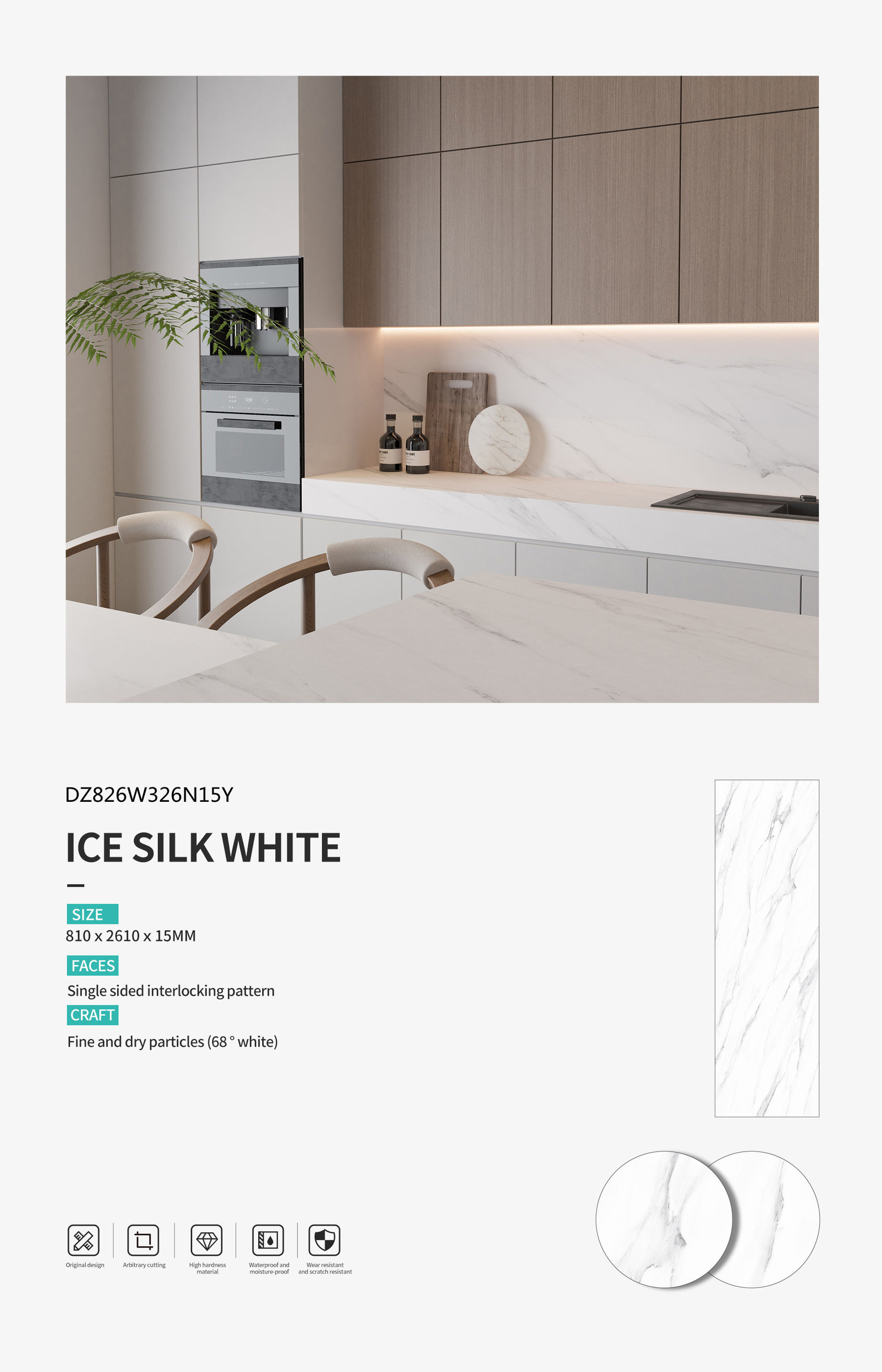 Ice Silk White MT3601SM Sintered Stone Countertops Matt