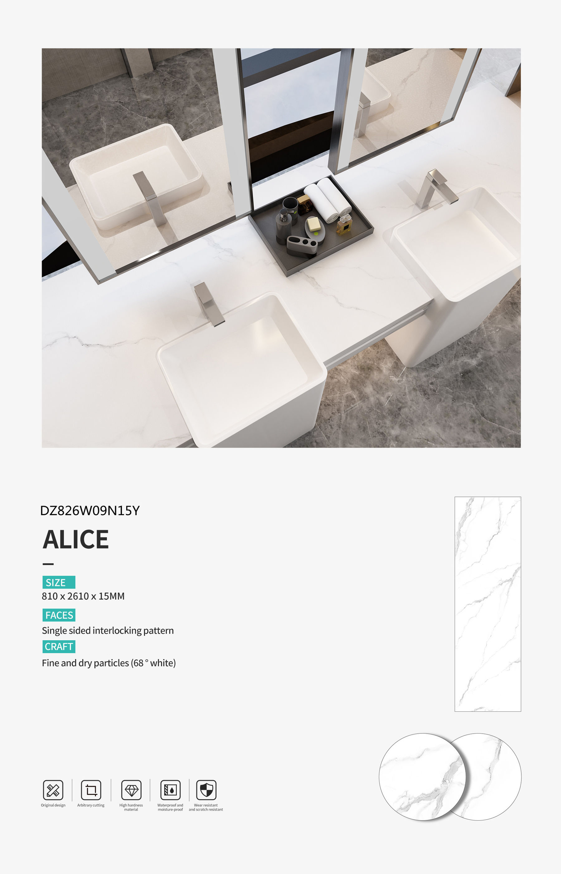 Alice MT3604SM Sintered Stone Countertops Matt