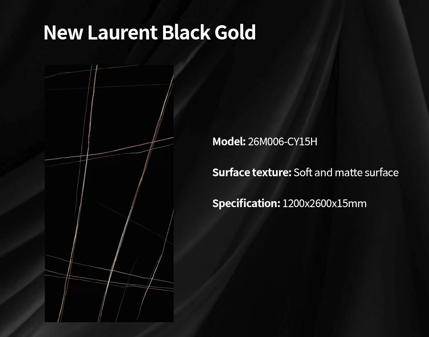 New Laurent Black Gold Sintered Stone Countertops Matt