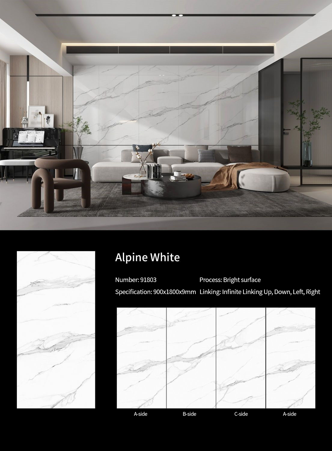 Alpine White MT3712SP Sintered Stone Slabs Polished