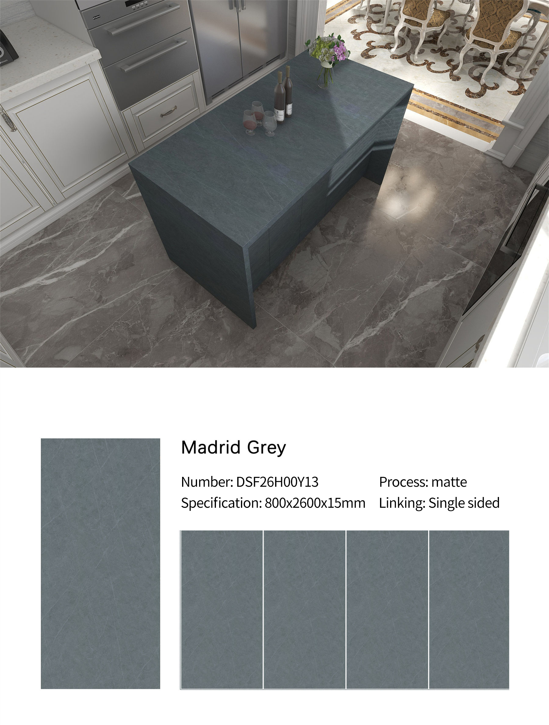 Madrid Grey MT3235SM Sintered Stone Countertops Matt