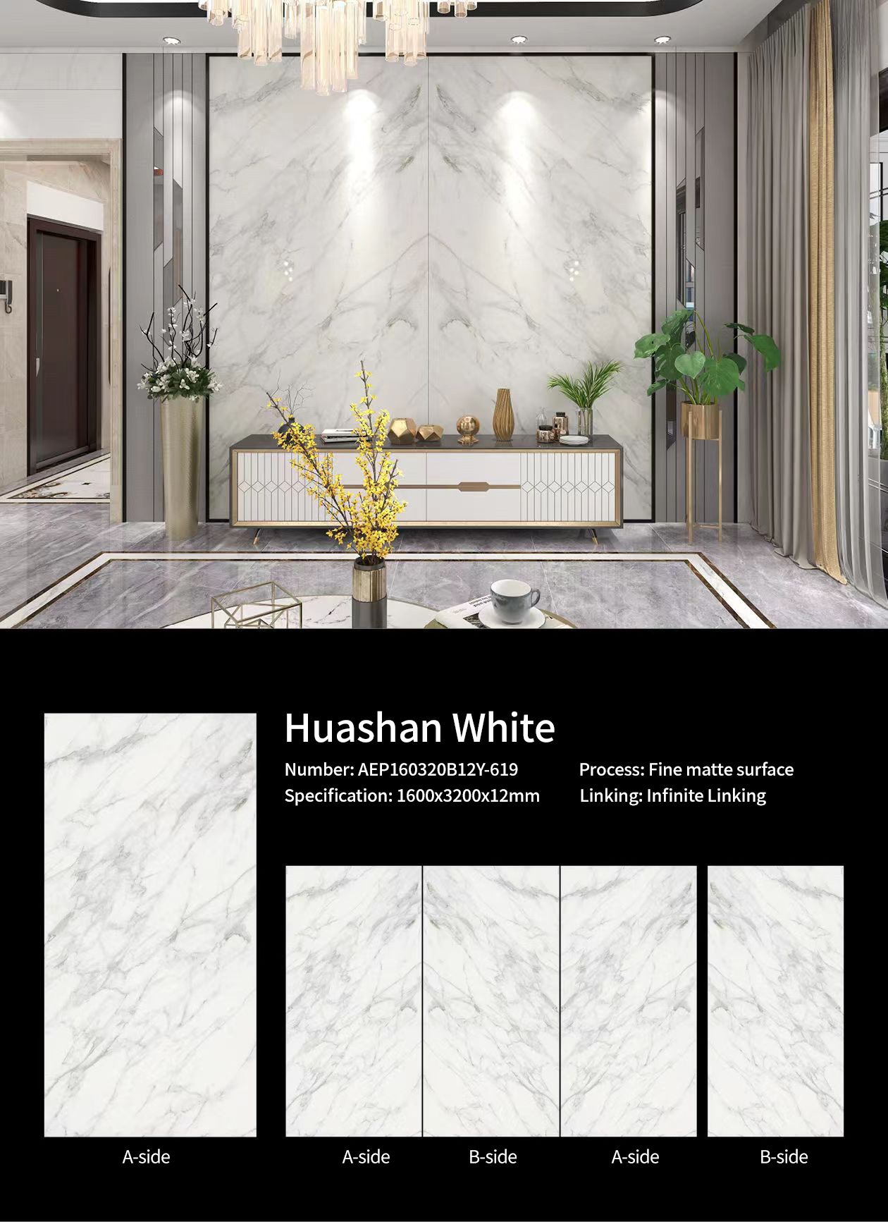 Huashan White MT219SM Sintered Stone Countertops Matt