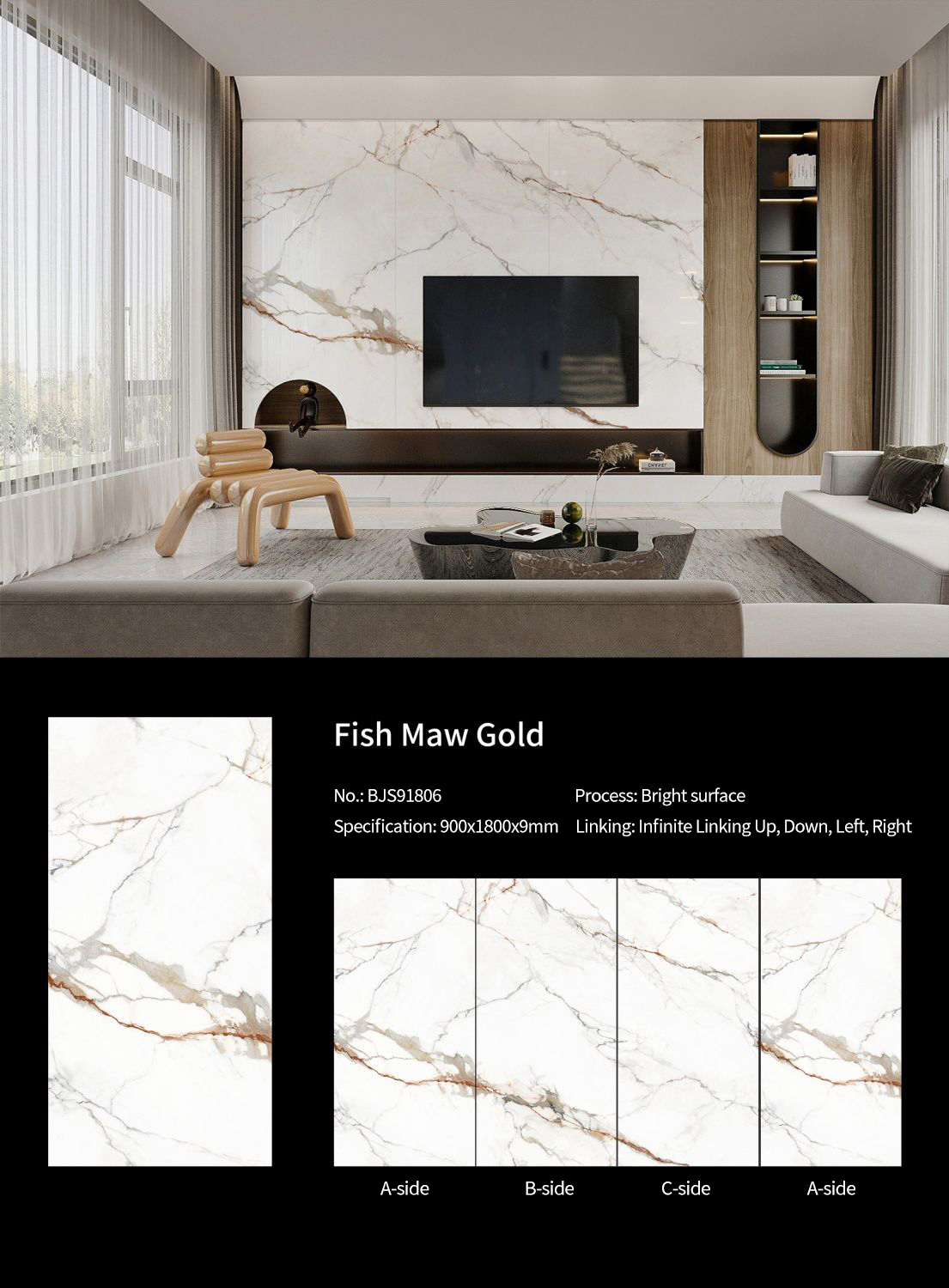 Fish Belly Gold MT3707SP Sintered Stone Slabs Polished