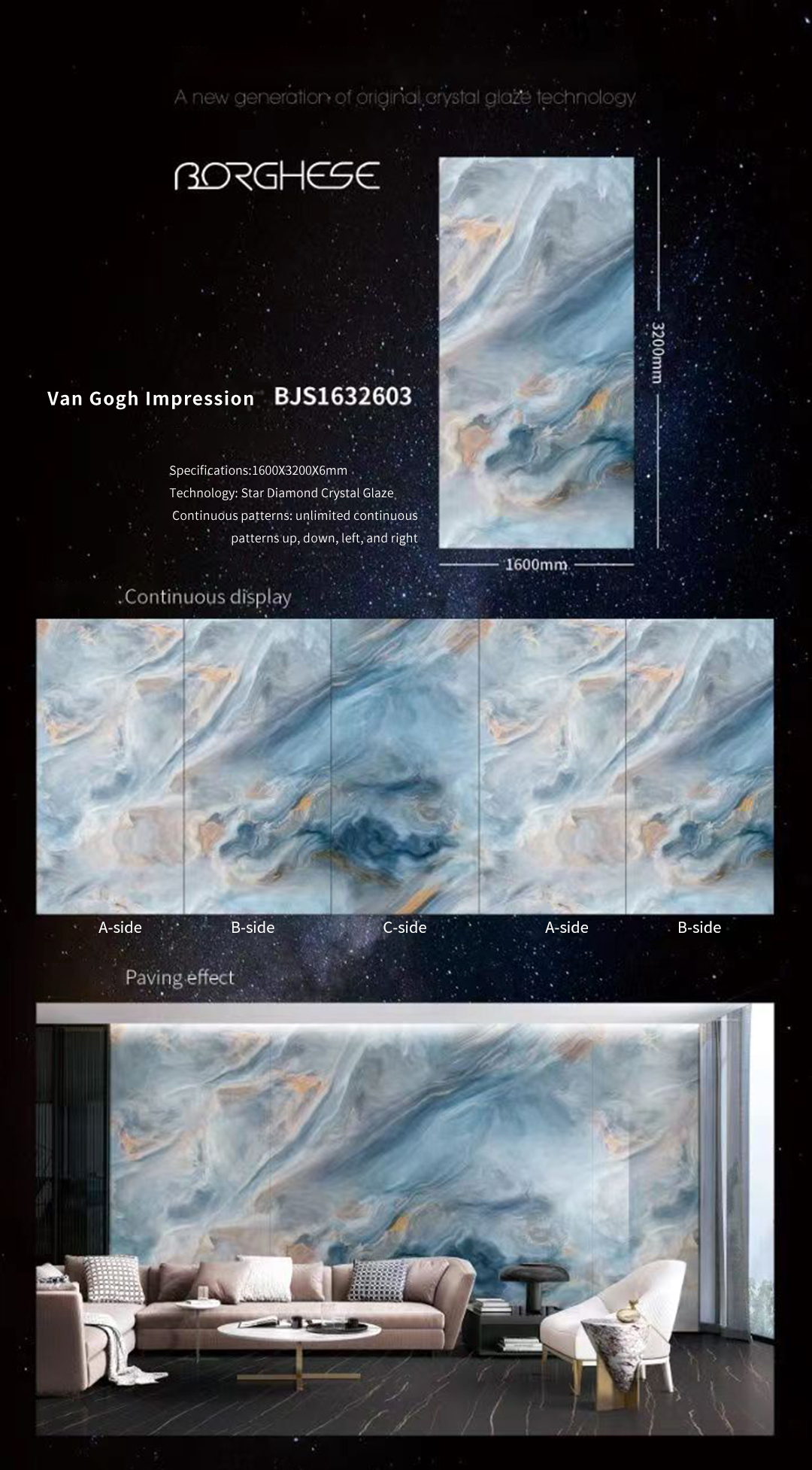 Impression Of Van Gogh MT401SP Sintered Stone Slabs Polished