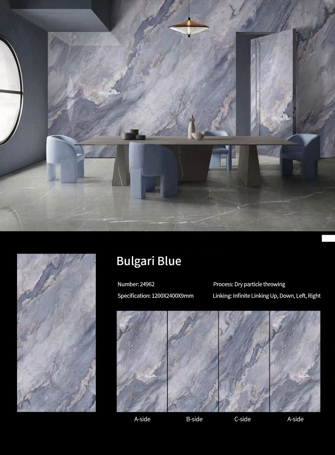 Bulgari Blue Sintered Stone Slabs Polished (1)